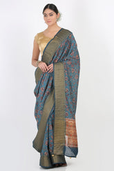Midnight Blue Moonga Silk Saree - Silk Mark Certified